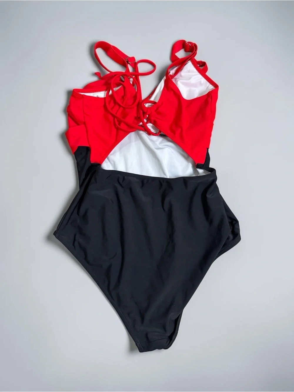 Red & Black Twist-Front One-Piece Swimsuit